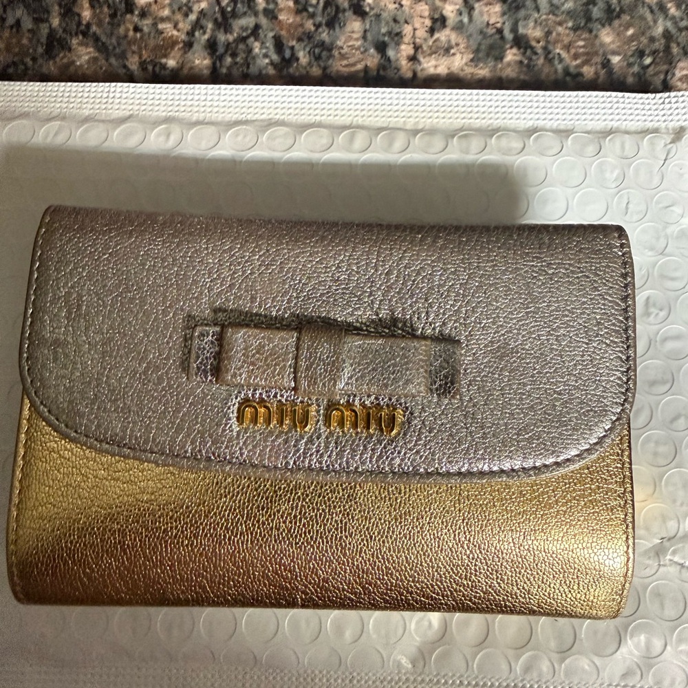 Miu Miu Metallic Gold and Silver Wallet